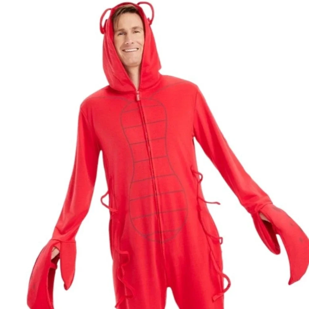 New Tipsy Elves Mens Red Lobster Costume Union Suit Halloween Onesie Pajamas-XS - Picture 2 of 6